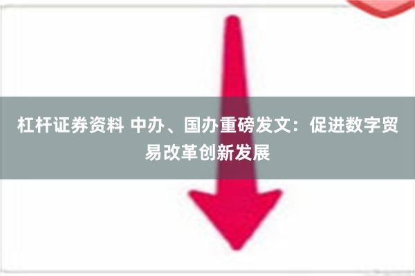 杠杆证券资料 中办、国办重磅发文：促进数字贸易改革创新发展